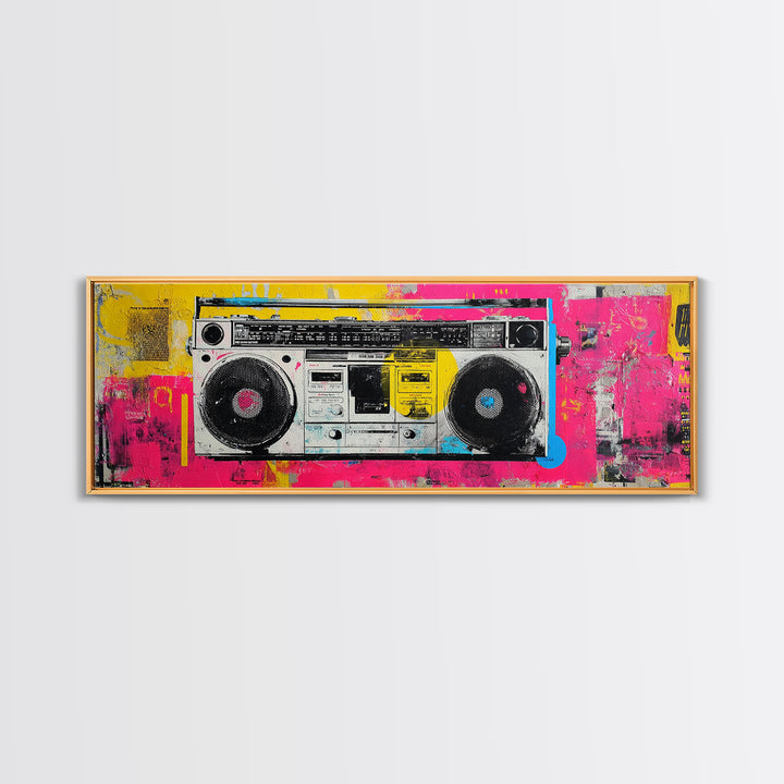 Boombox and Cassette Tape Canvas Print, Graffiti Art, Wall Hangings, Living Room Decor, Fine Art, Street, Digital Print, GRF-3x1-78