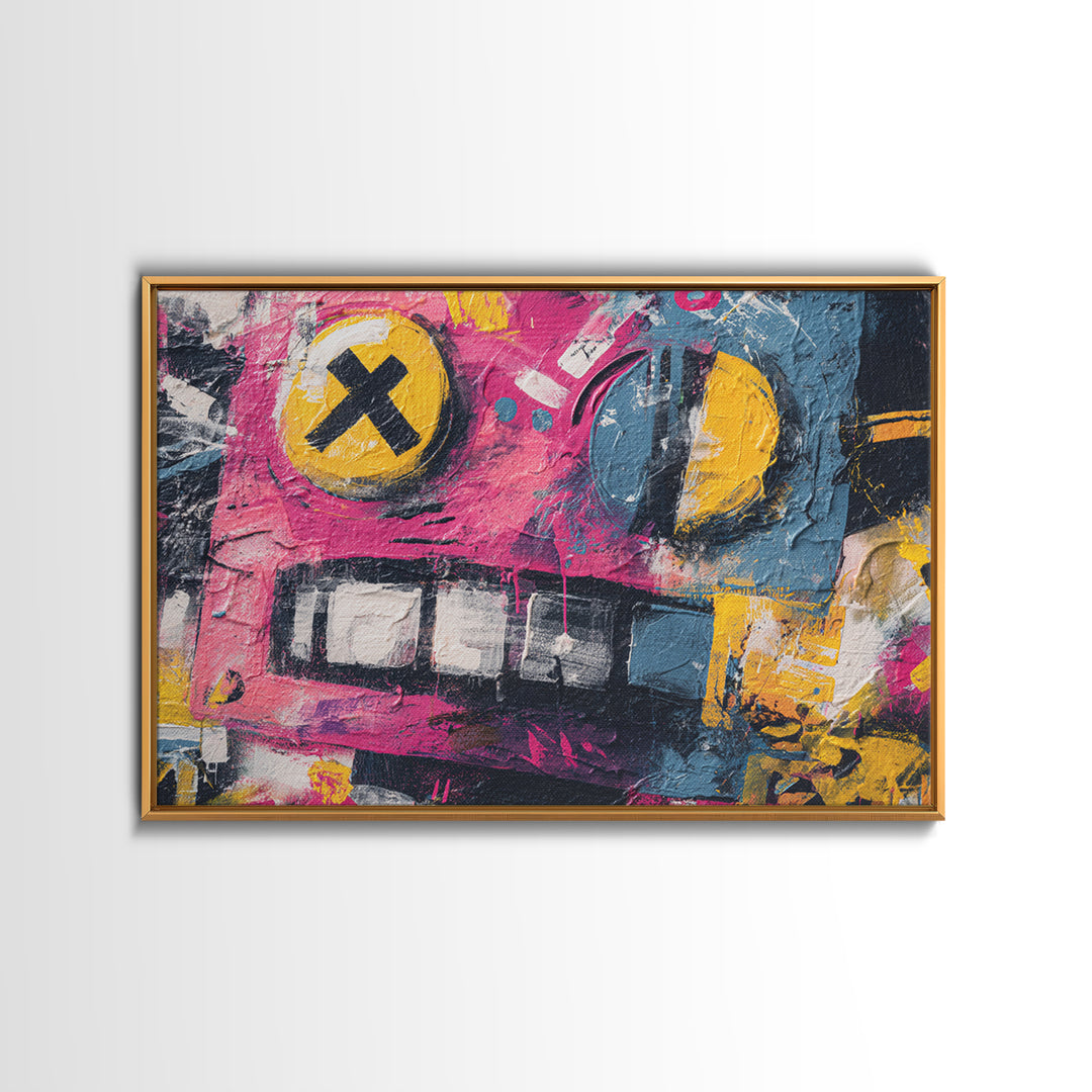 Cartoon Robot Character Canvas Print, Graffiti Art, Bedroom Decor, Living Room Decor, Fine Art, Street, Gallery Decor, GRF-3x2-38