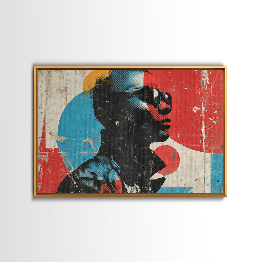 Masked Street Artist Silhouette Framed Canvas Print, Graffiti Art, Abstract Wall Art, Living Room Decor, Oil Painting, Street, GRF-3x2-74