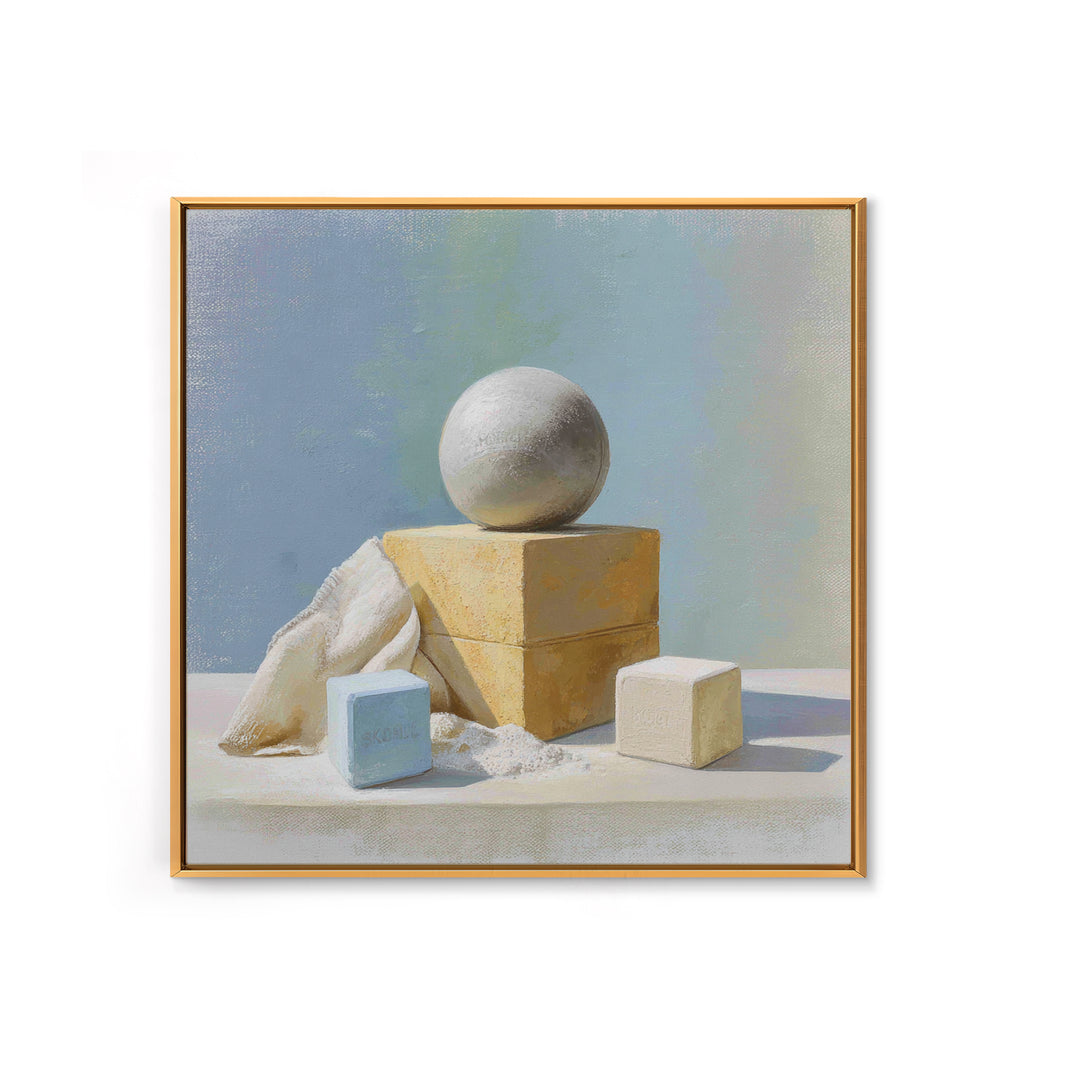 Medicine Ball and Chalk Still Life Framed Canvas Print, Gym Art, Framed Canvas, Gym Decor, Fine Art, Strength, GYM-1x1-71