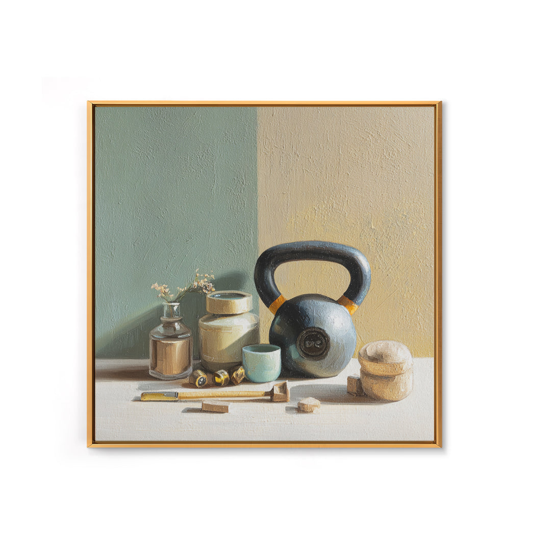 Kettlebell Still Life Canvas Print, Gym Art, Statement Artwork, Gym Decor, Fine Art, Strength, Canvas Wall Art, GYM-1x1-9