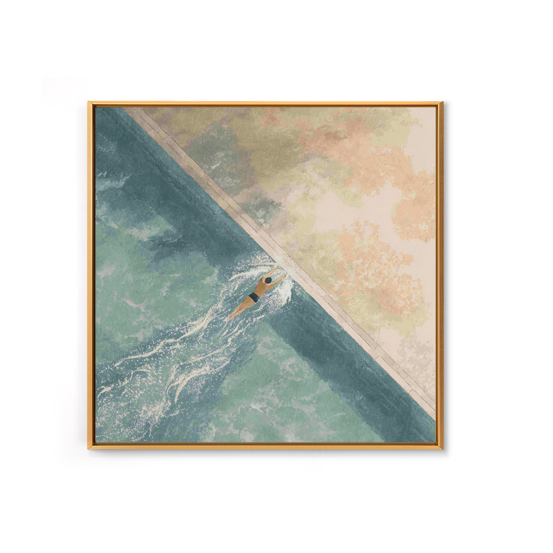Swimmer Cutting Through Blue Water Canvas Print, Gym Art, Art Print, Gym Decor, Fine Art, Strength, Abstract Wall Art, GYM-1x1-91