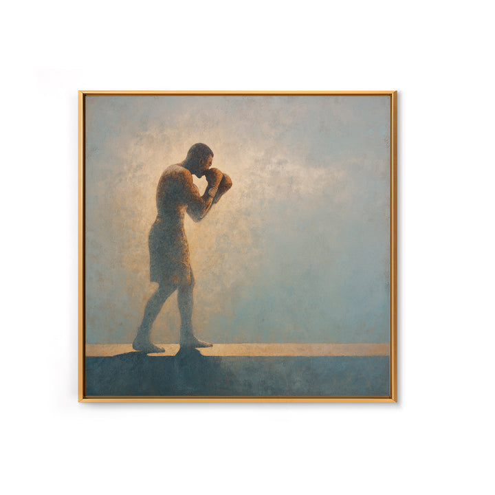 Powerful Boxer Silhouette Canvas Print, Gym Art, Living Room Decor, Gym Decor, Oil Painting, Strength, Sports Poster, GYM-1x1-97
