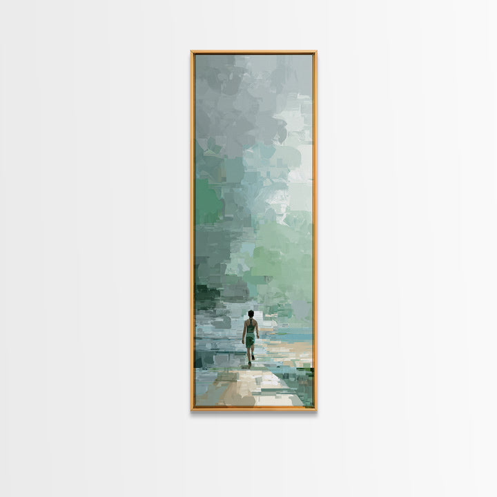 Sprinter Exploding from Starting Blocks Framed Canvas Print, Gym Art, Motivational Poster, Gym Decor, Abstract Art, Strength, GYM-1x3-15