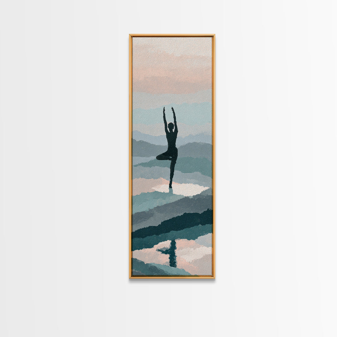 Runner on Mountain Ridge at Sunrise Framed Canvas Print, Gym Art, Home Gym Decor, Gym Decor, Fine Art, Strength, Art Print, GYM-1x3-96