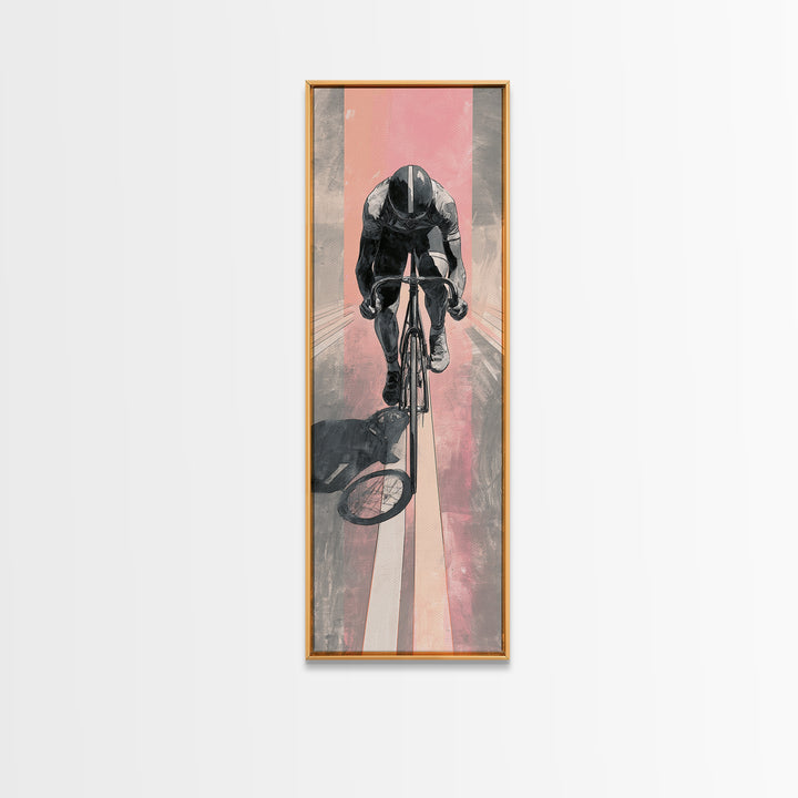 Cyclist Racing Through Neon Speed Lines Canvas Print, Gym Art, Room Decor, Gym Decor, Abstract Art, Strength, Bar Art, GYM-1x3-98