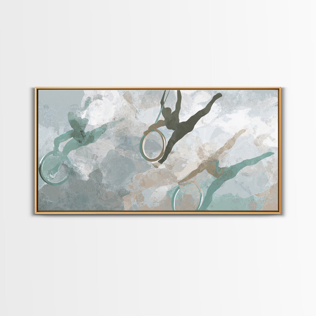 Gymnast Rings Athlete Framed Canvas Print, Gym Art, Bodybuilding Poster, Gym Decor, Fine Art, Strength, Modern Decor, GYM-2x1-11