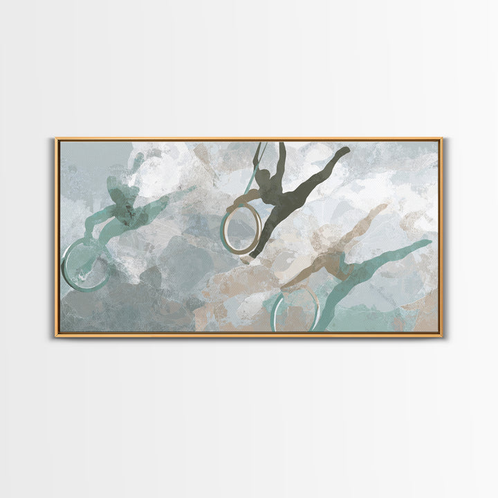 Gymnast Rings Athlete Framed Canvas Print, Gym Art, Bodybuilding Poster, Gym Decor, Fine Art, Strength, Modern Decor, GYM-2x1-11