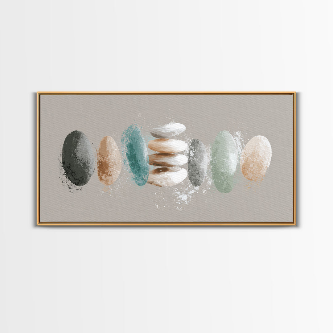 Minimal Heartbeat and Mountain Endurance Symbol Framed Canvas Print, Gym Art, Luxury Decor, Gym Decor, Fine Art, Strength, GYM-2x1-14