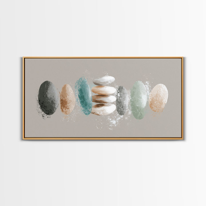Minimal Heartbeat and Mountain Endurance Symbol Framed Canvas Print, Gym Art, Luxury Decor, Gym Decor, Fine Art, Strength, GYM-2x1-14