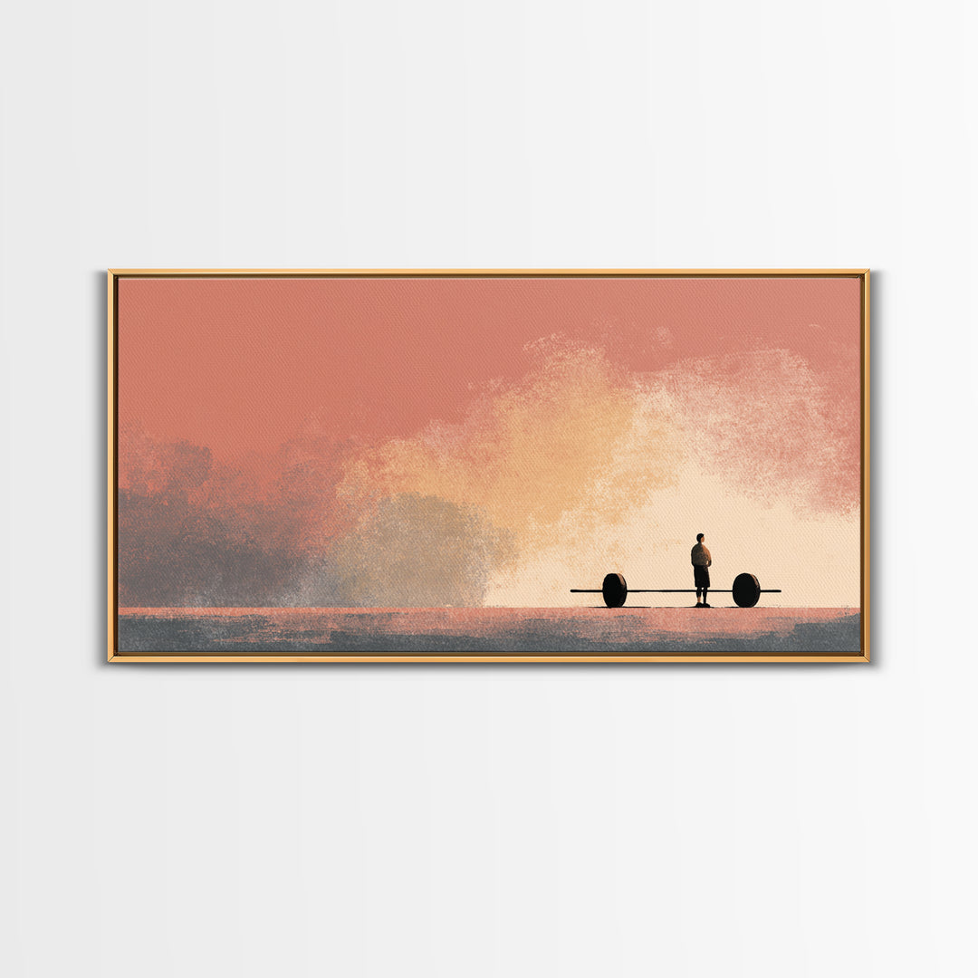 Barbell and Plates Canvas Print, Gym Art, Abstract Wall Art, Gym Decor, Strength, Bodybuilding Poster, Modern Home Decor, GYM-2x1-70