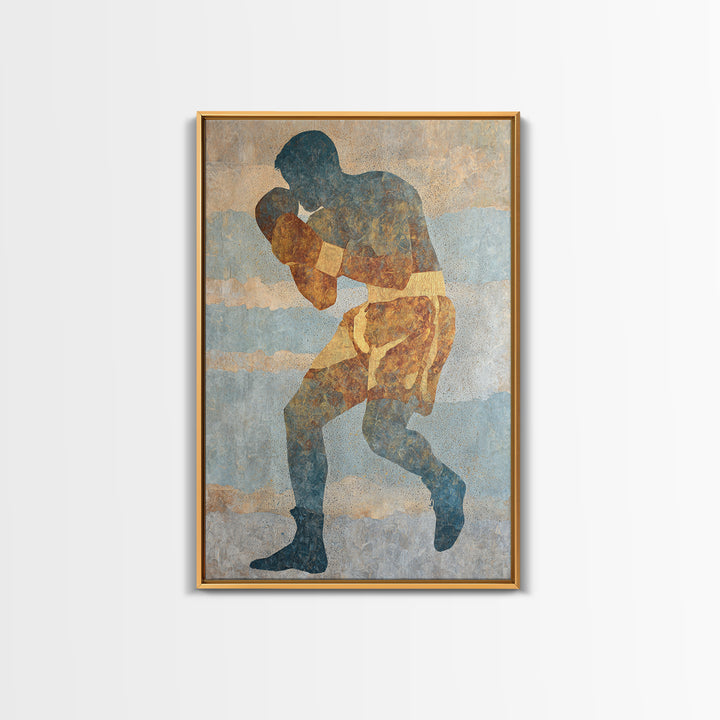 Powerful Boxer Silhouette Canvas Print, Gym Art, Modern Home Decor, Gym Decor, Oil Painting, Strength, Fine Art Print, GYM-2x3-57