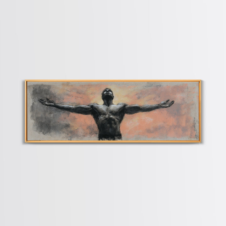 Bodybuilder Pose Rendered Canvas Print, Gym Art, Gym Wall Decor, Gym Decor, Fine Art, Strength, Room Decor, Textured Painting, GYM-3x1-20