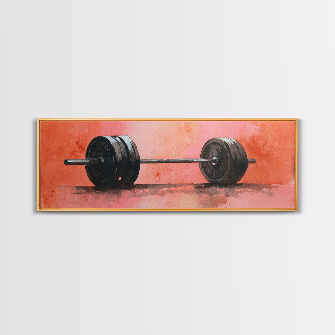Barbell and Plates Canvas Print, Gym Art, Sports Poster, Gym Decor, Strength, Neutral Decor, Modern Decor, Fine Art Print, GYM-3x1-42