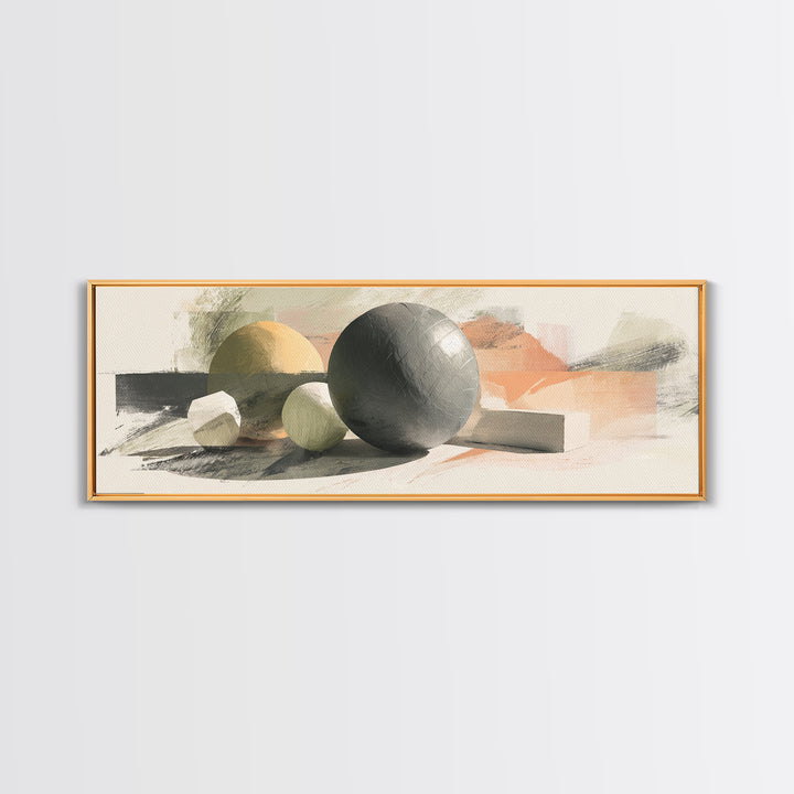 Medicine Ball and Chalk Still Life Framed Canvas Print, Gym Art, Minimalist Decor, Gym Decor, Strength, Motivational Poster, GYM-3x1-63