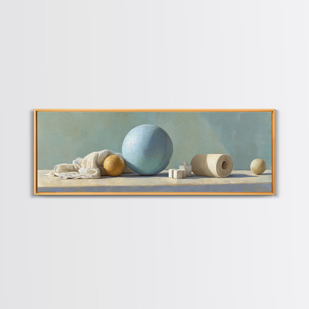 Medicine Ball and Chalk Still Life Framed Canvas Print, Gym Art, Black Girl Wall Art, Gym Decor, Fine Art, Strength, Gym Sign, GYM-3x1-87