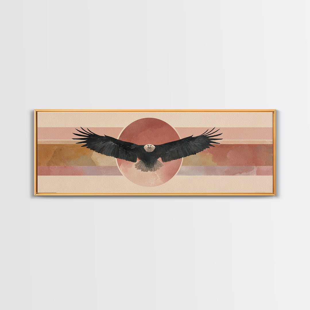 Eagle Soaring as Motivation Symbol Canvas Print, Gym Art, Wall Art, Gym Decor, Oil Painting, Strength, Man Cave Decor, GYM-3x1-88