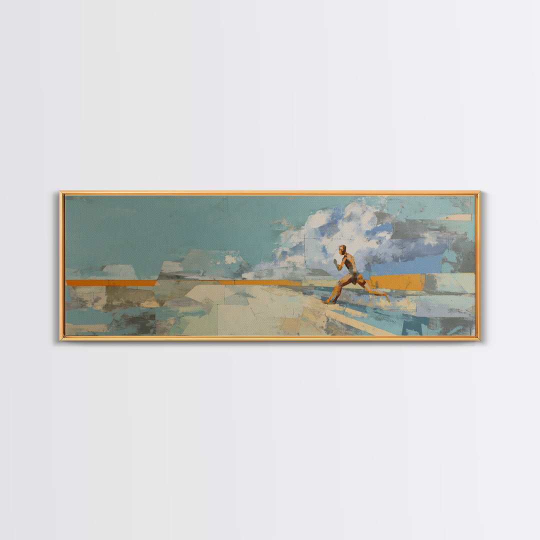 Sprinter Exploding from Starting Blocks Canvas Print, Gym Art, Canvas Wall Art, Gym Decor, Fine Art, Strength, Cool Posters, GYM-3x1-91