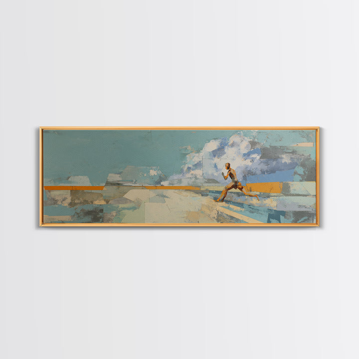 Sprinter Exploding from Starting Blocks Canvas Print, Gym Art, Canvas Wall Art, Gym Decor, Fine Art, Strength, Cool Posters, GYM-3x1-91