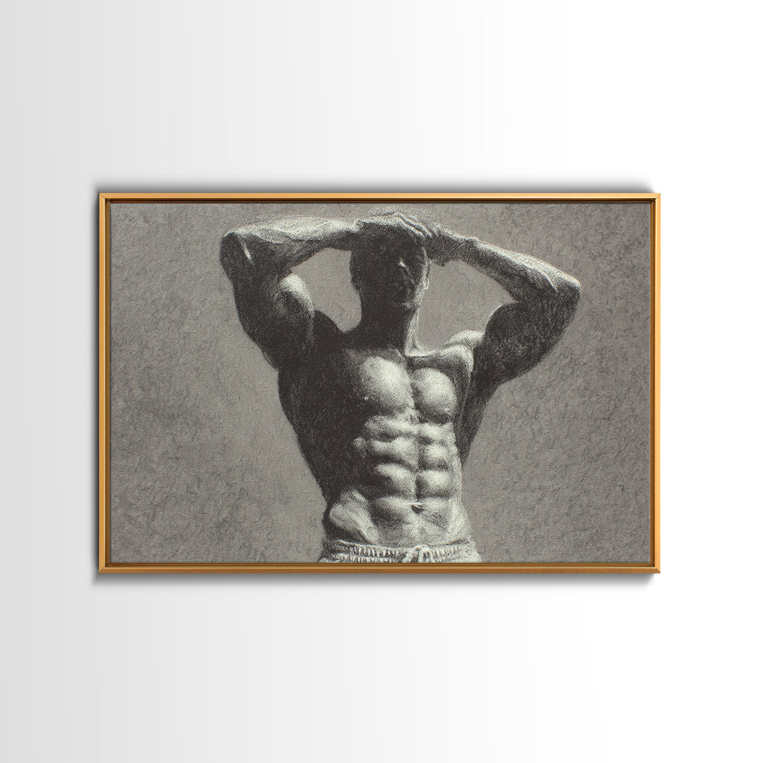 Bodybuilder Pose Rendered Canvas Print, Gym Art, Art Print, Gym Decor, Fine Art, Strength, Abstract Wall Art, Bar Art, GYM-3x2-56