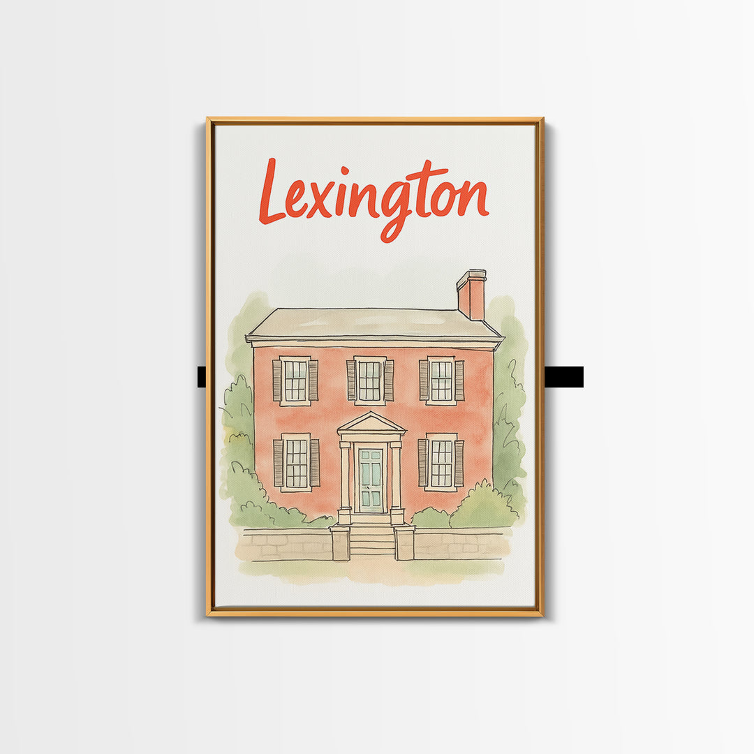 Lexington Travel Poster, Canvas Print, Illustrated City Wall Art, Lexington Wall Art, Travel Poster Art, Watercolor City Skyline, Design 2