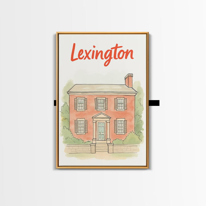 Lexington Travel Poster, Canvas Print, Illustrated City Wall Art, Lexington Wall Art, Travel Poster Art, Watercolor City Skyline, Design 2