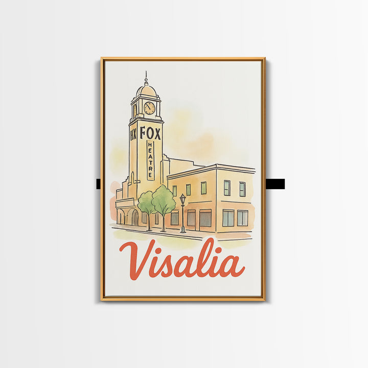 Visalia California Travel Poster, Canvas Print, Watercolor Urban Skyline Art, Visalia Poster Print, Travel Poster Art, City Travel Prints