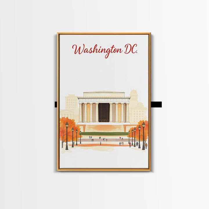 Washington DC Travel Poster, Canvas Print, Soft Sketch Travel Art, Washington Art Print, Home Office Decor, Watercolor Downtown Skyline