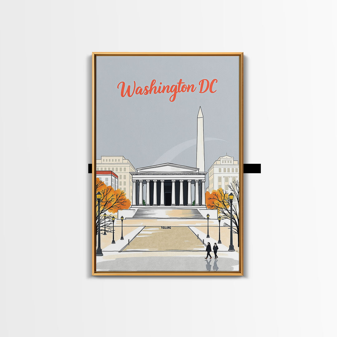 Washington Travel Poster, Framed Canvas Print, Hand Drawn Watercolor Art, Washington Poster Print, Travel Poster Set, Mid Century Wall Art