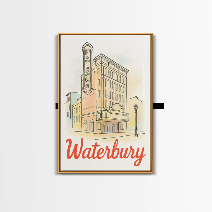 Waterbury Travel Poster, Canvas Print, Illustrated City Wall Art, Waterbury Art Print, City Travel Prints, Vintage City Art, Poster Art