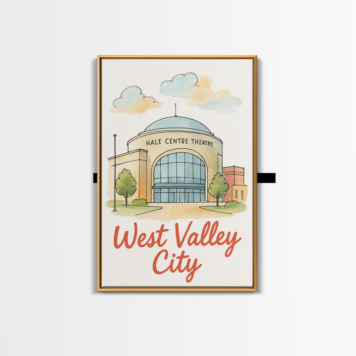 West Valley City Utah Travel Poster, Canvas Print, Watercolor Downtown Skyline Art, West Valley City Poster Print, Poster Art, Wall Decor