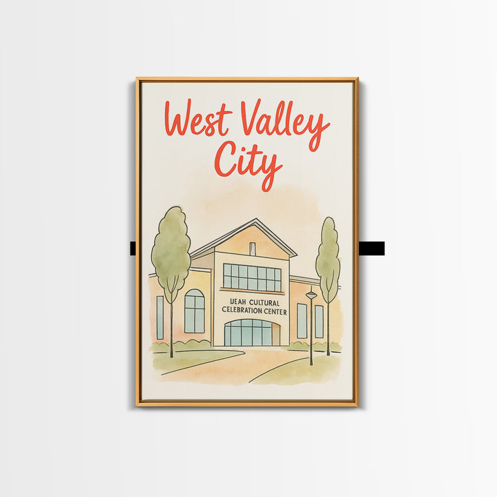 West Valley City Travel Poster, Canvas Print, Soft Sketch Travel Art, West Valley City Poster Print, Vintage Travel Art, Travel Wall Art
