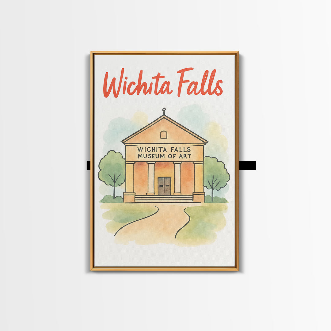 Wichita Falls Texas Travel Poster, Canvas Print, Soft Sketch Travel Art, Wichita Falls Poster Print, Travel Wall Art, Home Office Decor