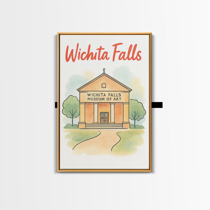 Wichita Falls Texas Travel Poster, Canvas Print, Soft Sketch Travel Art, Wichita Falls Poster Print, Travel Wall Art, Home Office Decor