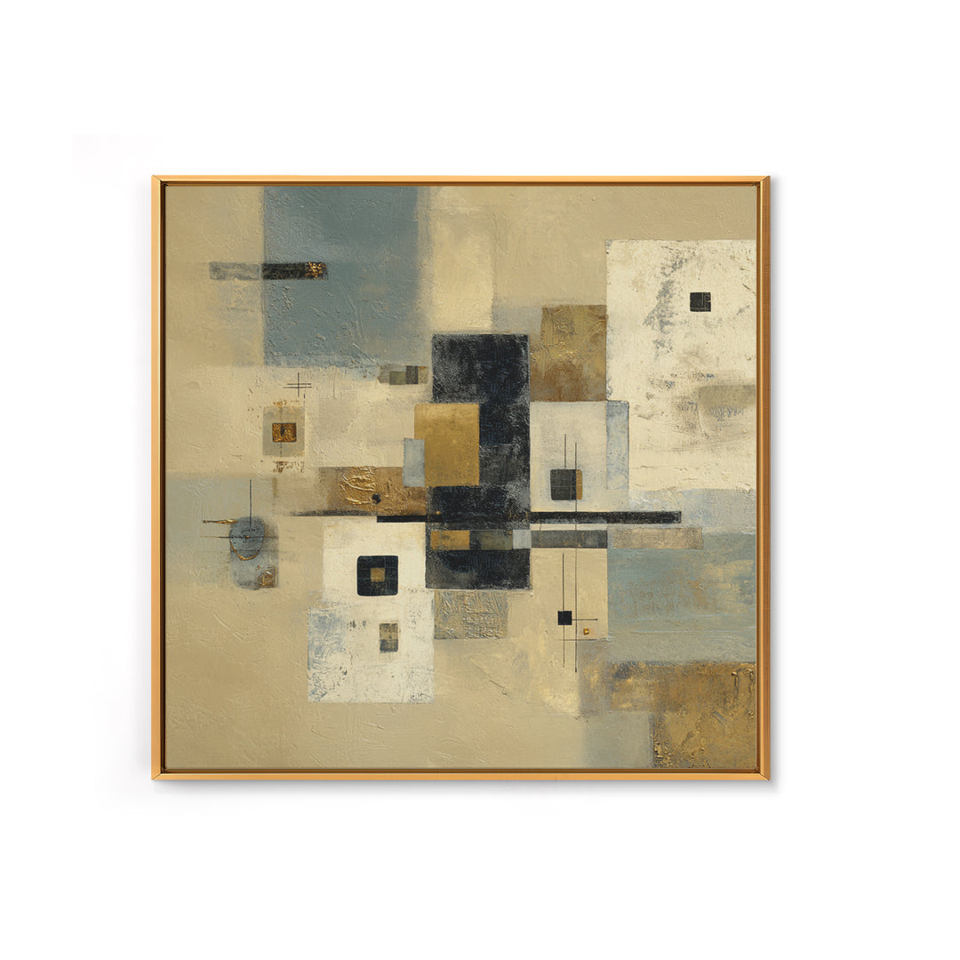 Gold Accented Abstract for Upscale Lobby Canvas Print, Hotel Art, Beach House Decor, Hotel Decor, Abstract Art, Boutique, HOT-1x1-13
