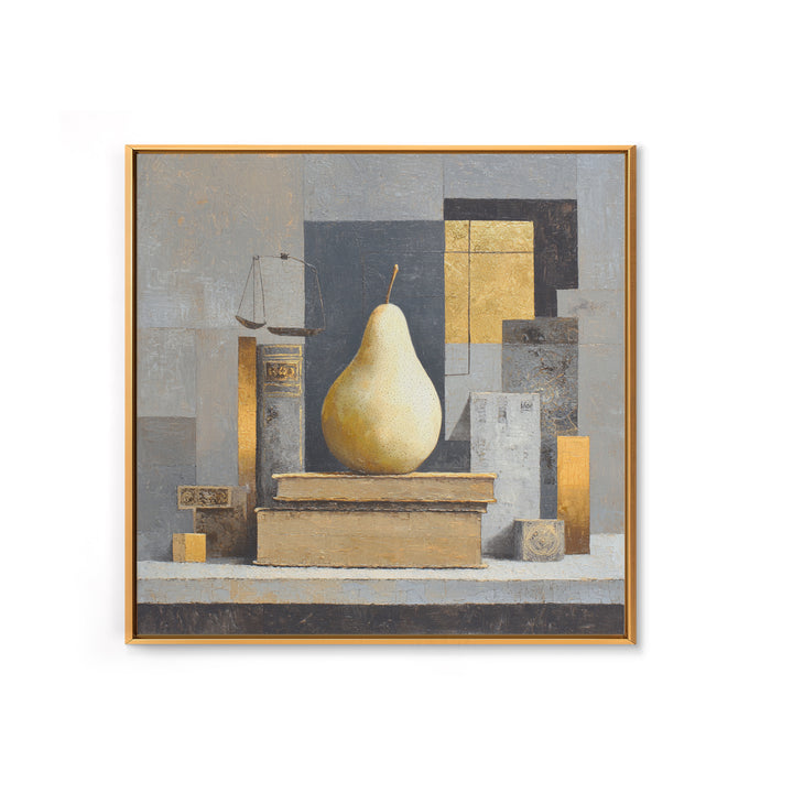 Elegant Pear Still Life on Linen Framed Canvas Print, Hotel Art, Neutral Decor, Hotel Decor, Fine Art, Boutique, Home Decor, HOT-1x1-21