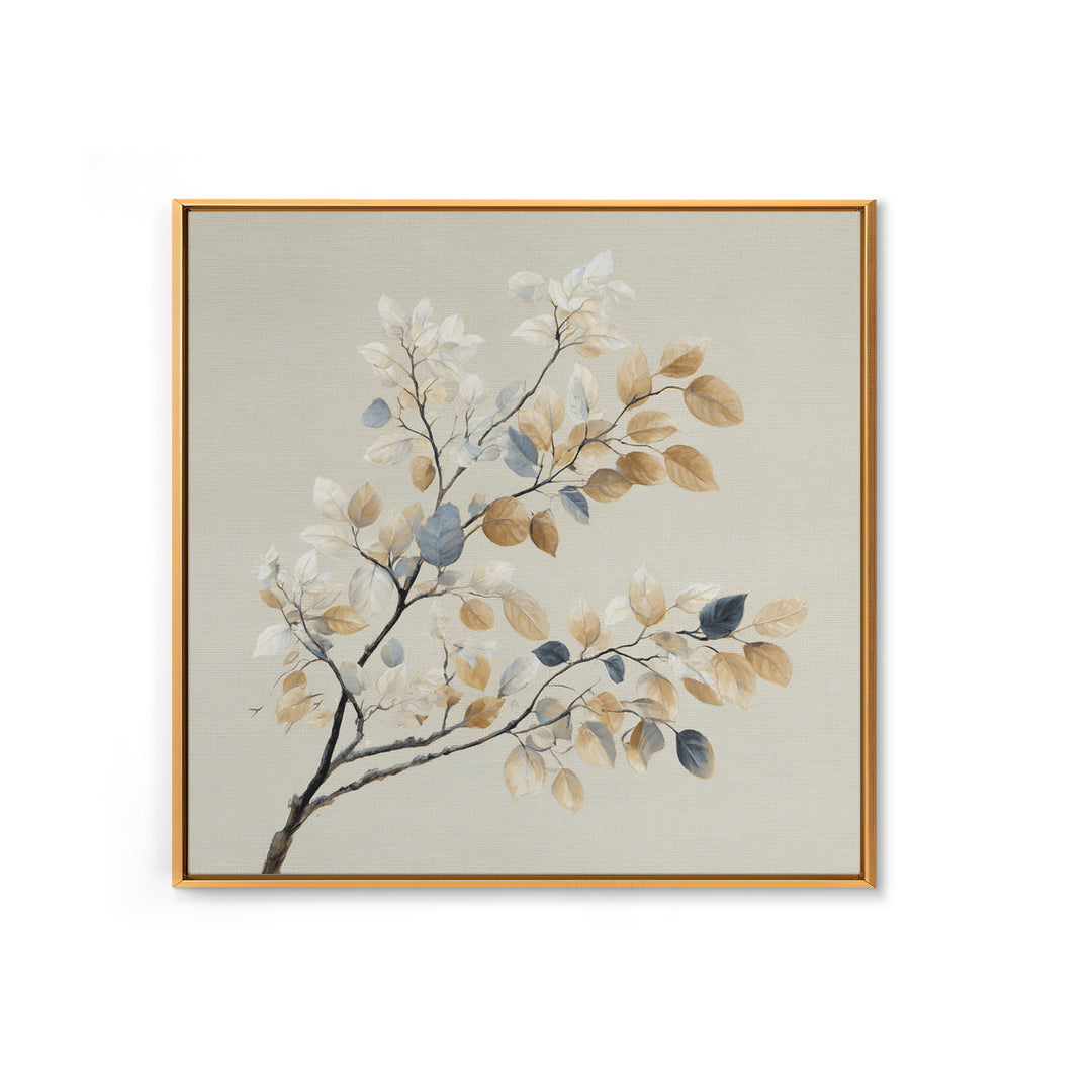 Elegant Botanical Branch on Ivory Ground Framed Canvas Print, Hotel Art, Textured Painting, Hotel Decor, Fine Art, Boutique, HOT-1x1-29