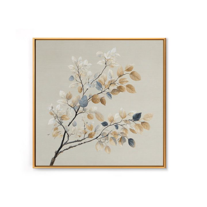 Elegant Botanical Branch on Ivory Ground Framed Canvas Print, Hotel Art, Textured Painting, Hotel Decor, Fine Art, Boutique, HOT-1x1-29
