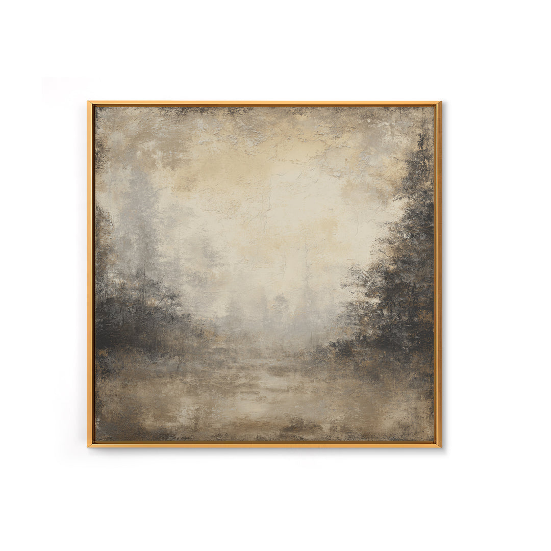 Misty Forest with Refined Calm Atmosphere Framed Canvas Print, Hotel Art, Gallery Decor, Hotel Decor, Fine Art, Boutique, HOT-1x1-38