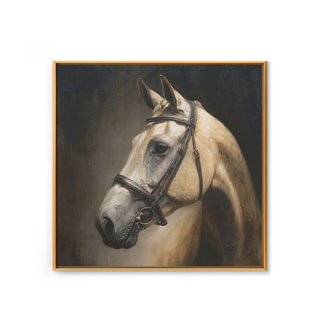 Neutral Horse Portrait Framed Canvas Print, Hotel Art, Room Decor, Hotel Decor, Oil Painting, Boutique, Art Print, Hazbin Hotel, HOT-1x1-40