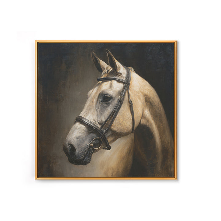 Neutral Horse Portrait Framed Canvas Print, Hotel Art, Room Decor, Hotel Decor, Oil Painting, Boutique, Art Print, Hazbin Hotel, HOT-1x1-40