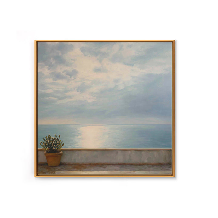 Mediterranean Terrace View Focused on Sea and Canvas Print, Hotel Art, Gallery Decor, Hotel Decor, Fine Art, Boutique, HOT-1x1-59