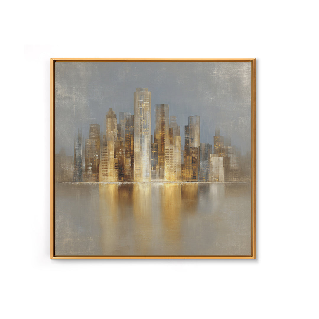 Quiet City Skyline Framed Canvas Print, Hotel Art, Fine Art Print, Hotel Decor, Abstract Art, Boutique, Wall Decor, Painting, HOT-1x1-74