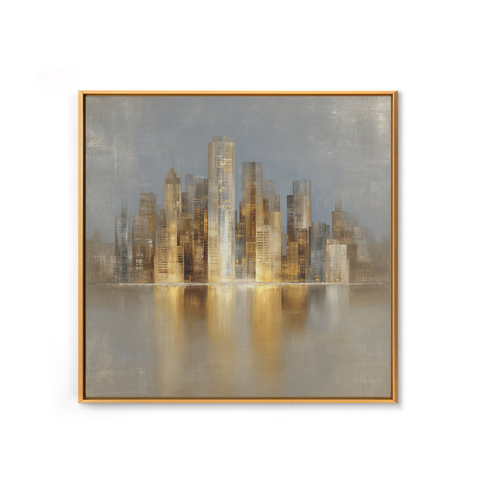 Quiet City Skyline Framed Canvas Print, Hotel Art, Fine Art Print, Hotel Decor, Abstract Art, Boutique, Wall Decor, Painting, HOT-1x1-74