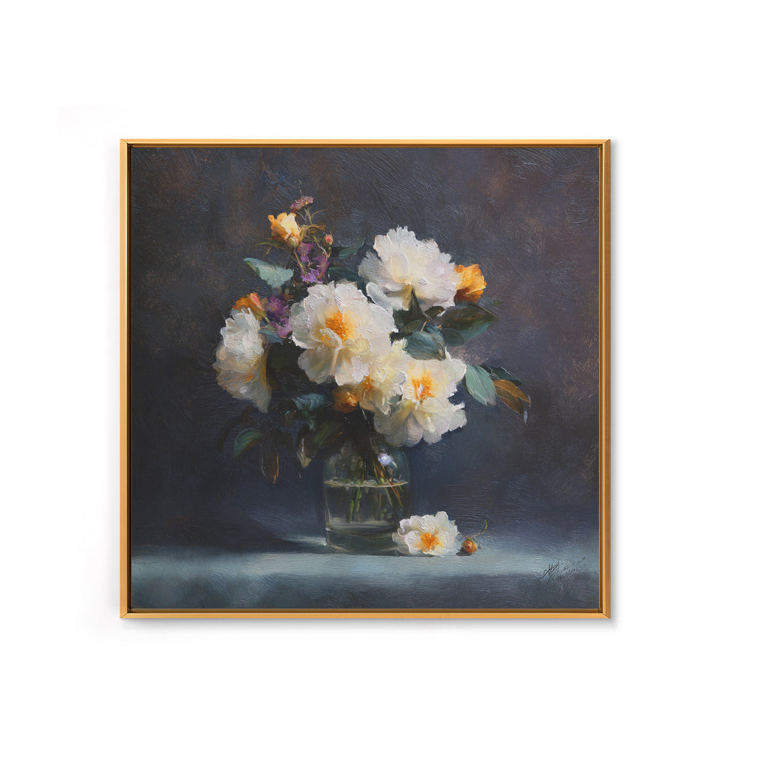 Classic Oil Painted Floral Still Life Canvas Print, Hotel Art, Art, Hotel Decor, Oil Painting, Boutique, Printable Art, HOT-1x1-81