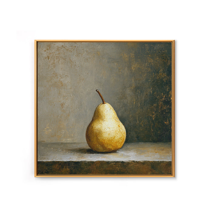 Elegant Pear Still Life on Linen Framed Canvas Print, Hotel Art, Wall Art, Hotel Decor, Abstract Art, Boutique, Framed Art, HOT-1x1-93