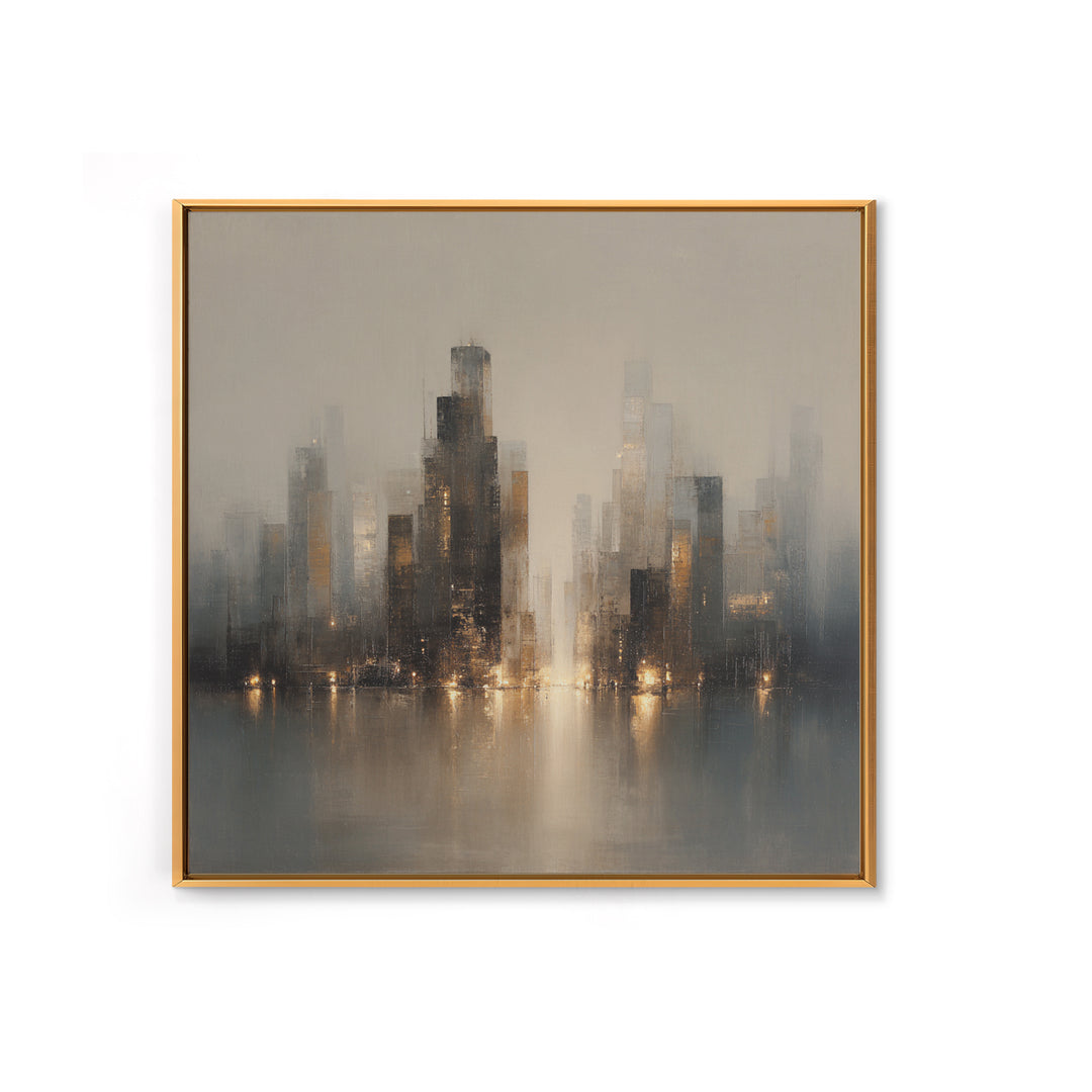 Quiet City Skyline Canvas Print, Hotel Art, Hotel Decor, Abstract Art, Boutique, Hazbin Hotel, Mid Century Modern, HOT-1x1-98