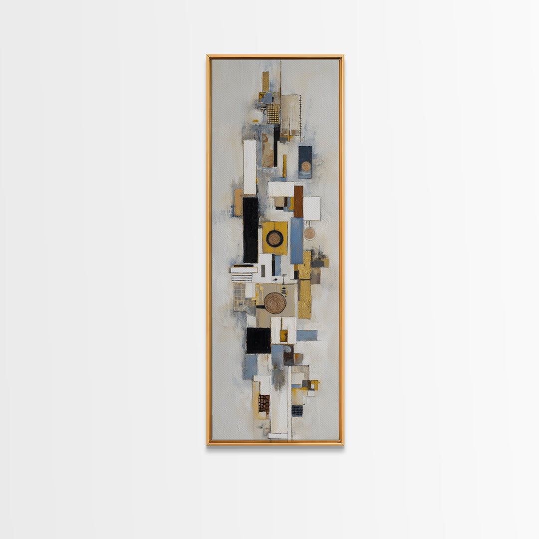 Gold Accented Abstract for Upscale Lobby Canvas Print, Hotel Art, Beach House Decor, Hotel Decor, Abstract Art, Boutique, HOT-1x3-1