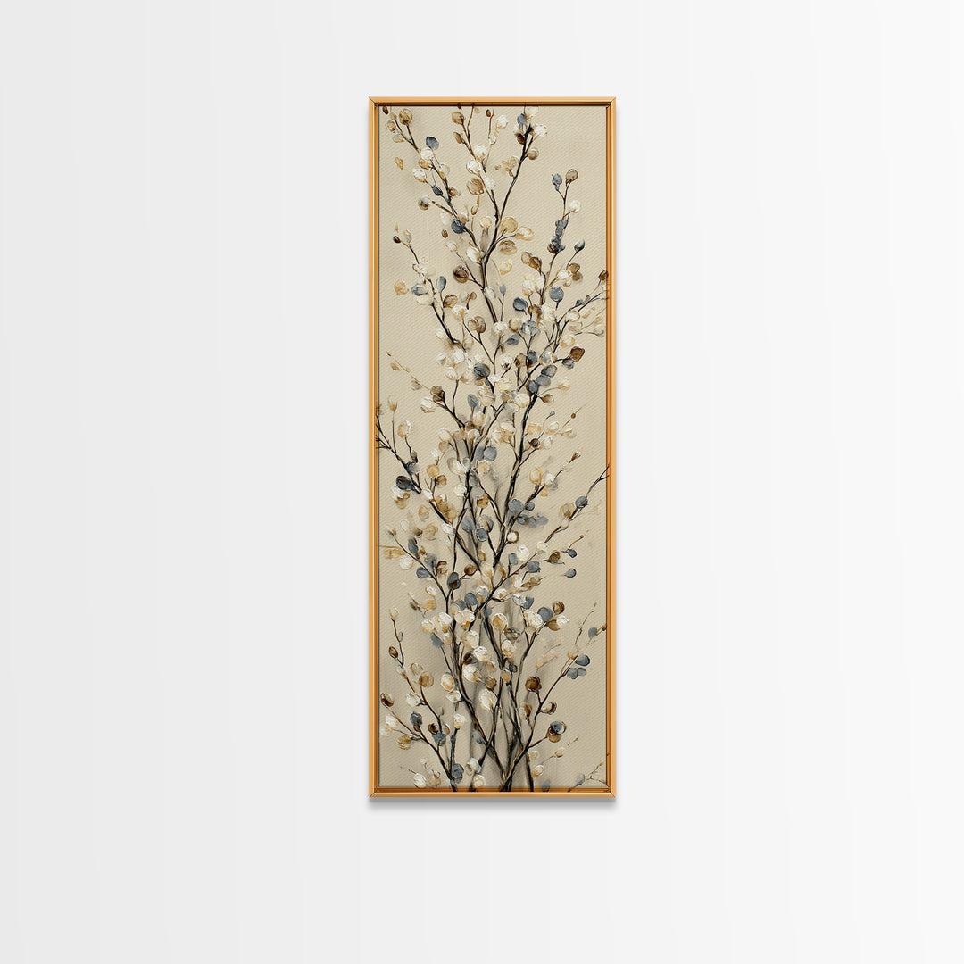 Elegant Botanical Branch on Ivory Ground Canvas Print, Hotel Art, Poster, Hotel Decor, Fine Art, Boutique, Wood Wall Art, HOT-1x3-17