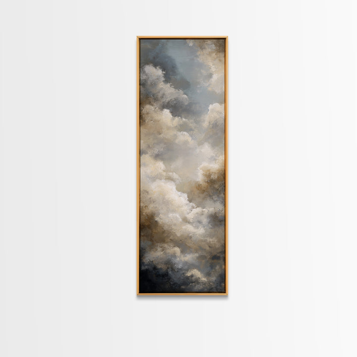 Large Cloudscape with Subtle Drama Framed Canvas Print, Hotel Art, Textured Painting, Hotel Decor, Fine Art, Boutique, HOT-1x3-29